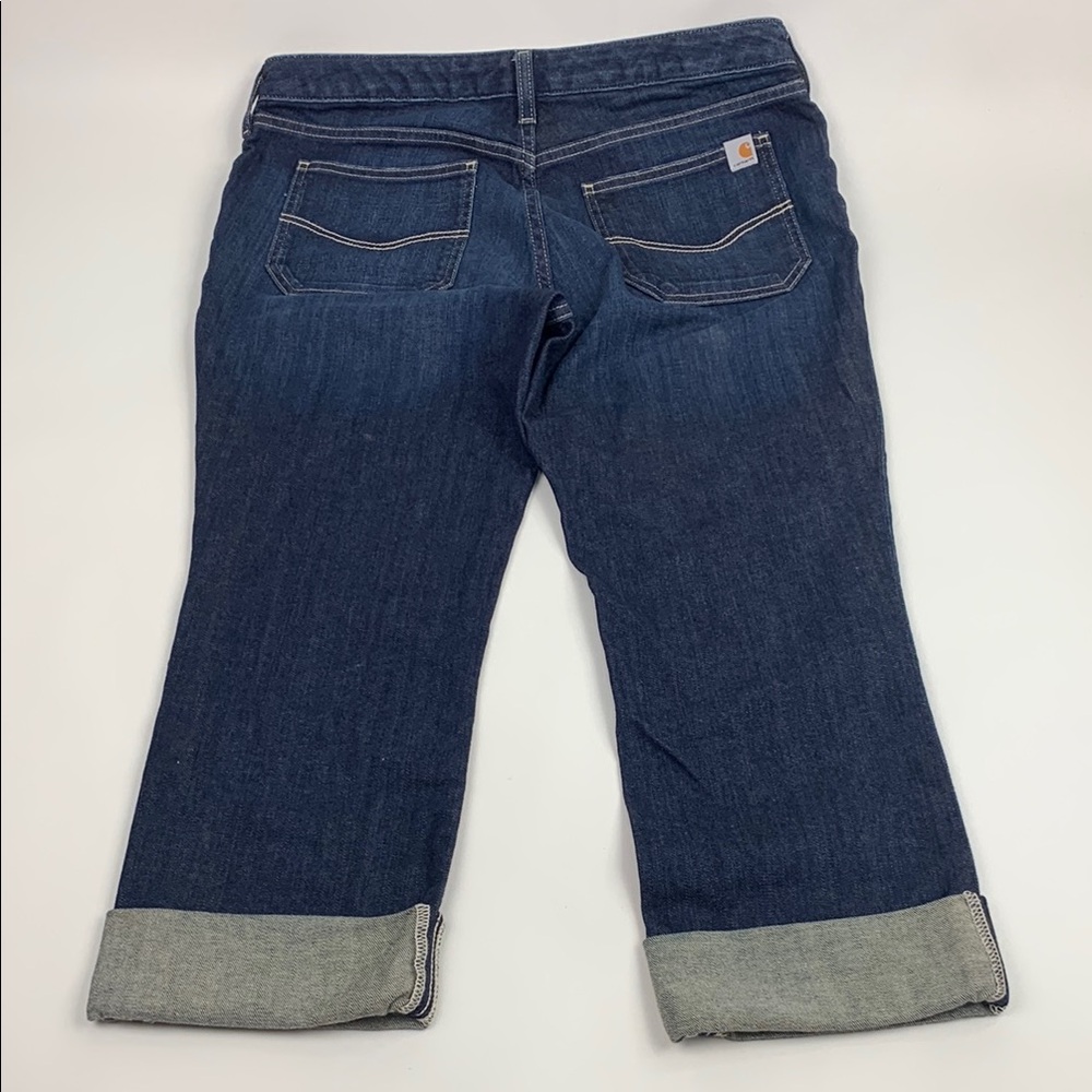 Carhartt Denim Jean Capri Crop jeans pants Curvy Fit Size 10 stretch Dark wash